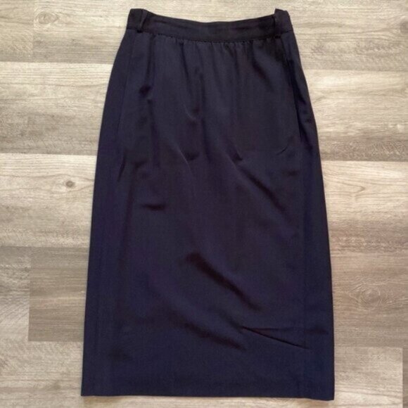 VINTAGE 80s Escada 100% Wool Skirt Size 4 / 36 Blue Pockets Maxi Midi Secretary - Picture 1 of 12